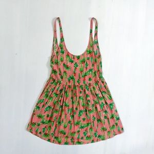 Sleeveless Succulent pattern dress